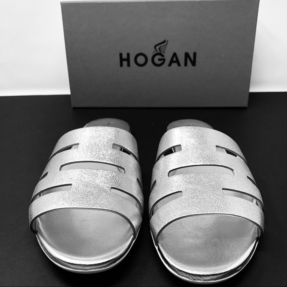 HOGAN SILVER METALLIC SLIDES - Picture 4 of 9